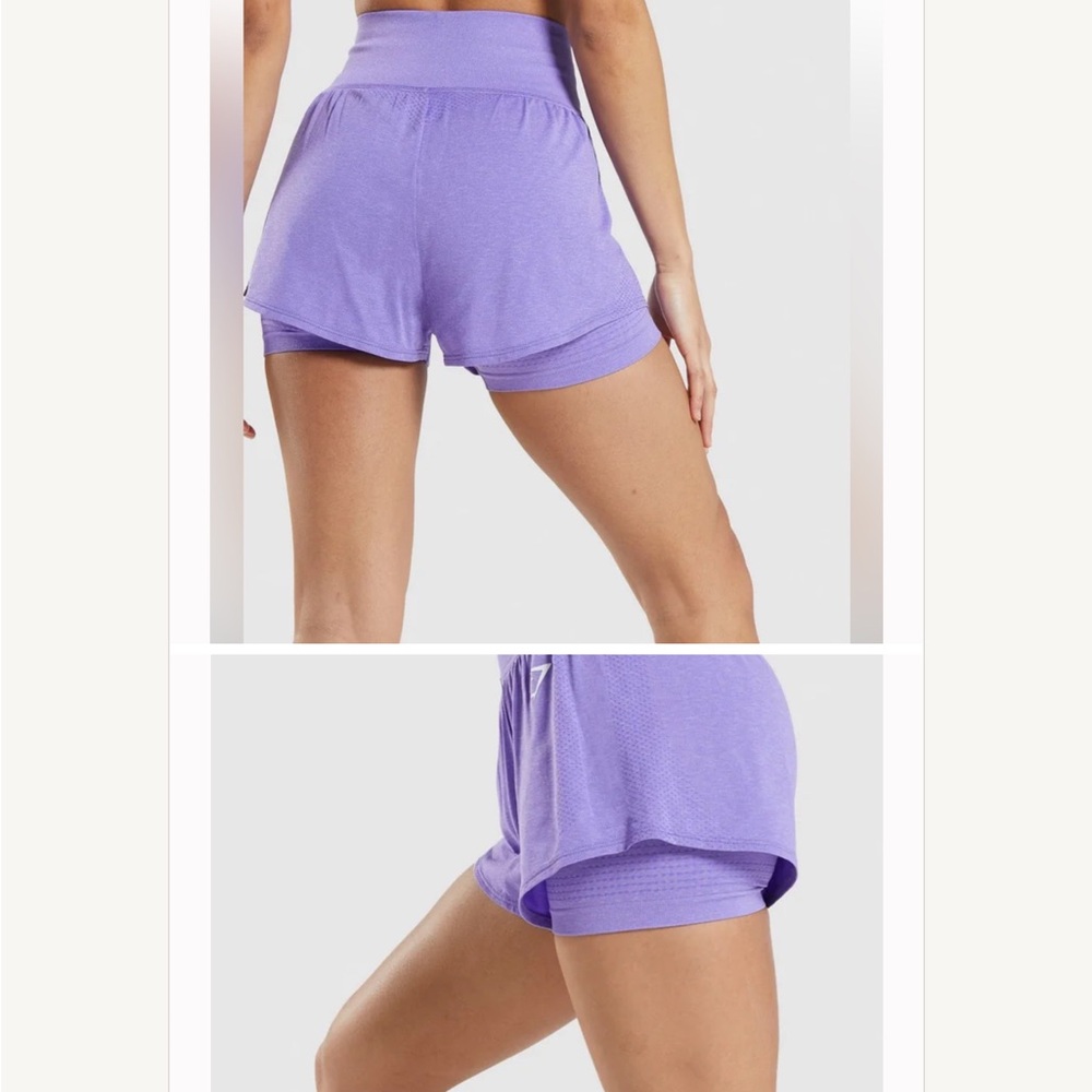 Gymshark Skort Purple Wide Elastic Waist Perforated Detail Pucker Pleat